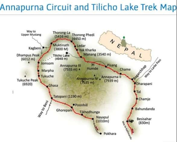 Tilicho Lake Trek Map